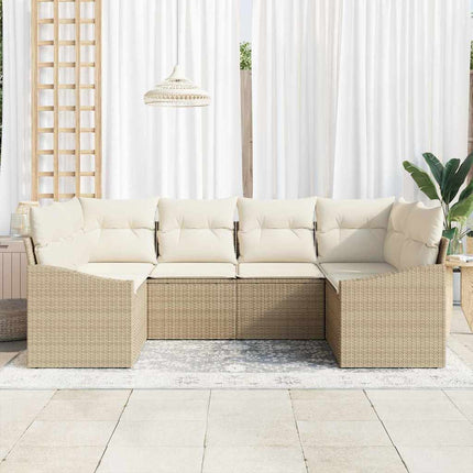 Sofa Sæt med pude 6 pcs Beige polyrattan