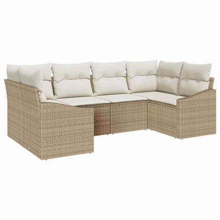 Sofa Sæt med pude 6 pcs Beige polyrattan