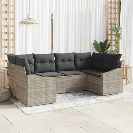 Sofa Sæt med pude 6 pcs Lysegrå polyrattan