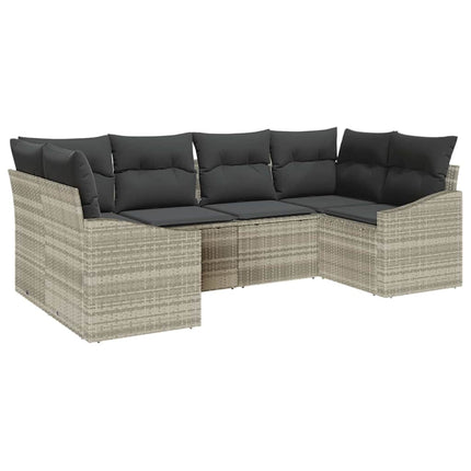 Sofa Sæt med pude 6 pcs Lysegrå polyrattan