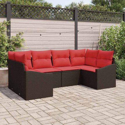Sofa Sæt 6 stk. Brun polyrattan