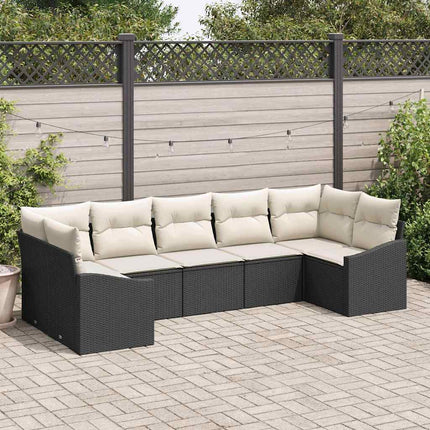 Sofa Sæt 7 stk. Sort polyrattan