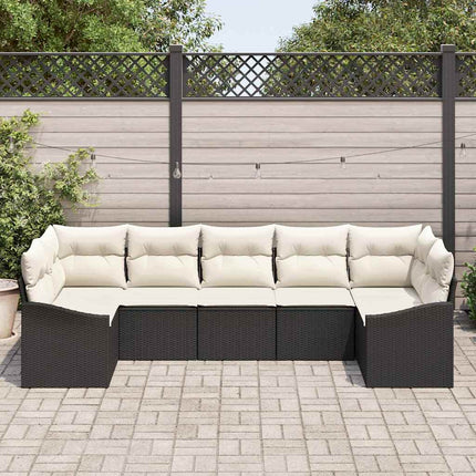 Sofa Sæt 7 stk. Sort polyrattan