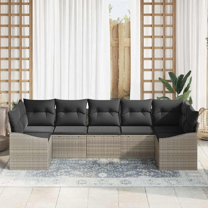 Sofa Sæt med pude 7 pcs Lysegrå polyrattan