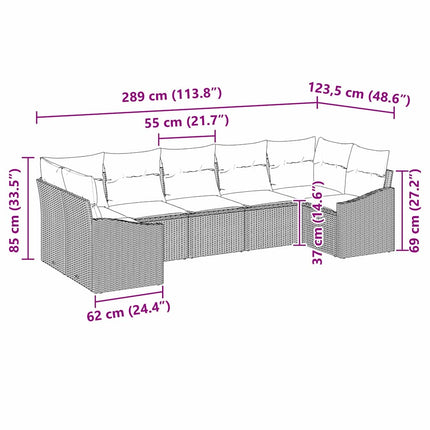 Sofa Sæt med pude 7 pcs Sort polyrattan
