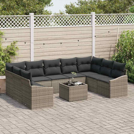 Sofa Sæt med pude 10 pcs Grå polyrattan