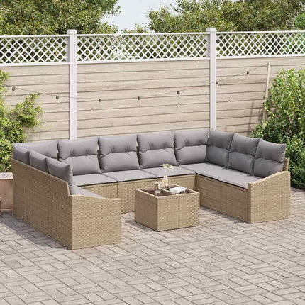 Sofa Sæt med pude 10 pcs Beige polyrattan