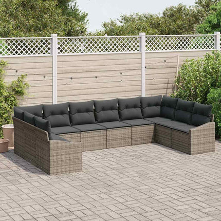 Sofa Sæt med pude 10 pcs Grå polyrattan