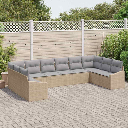 Sofa Sæt med pude 10 pcs Beige polyrattan