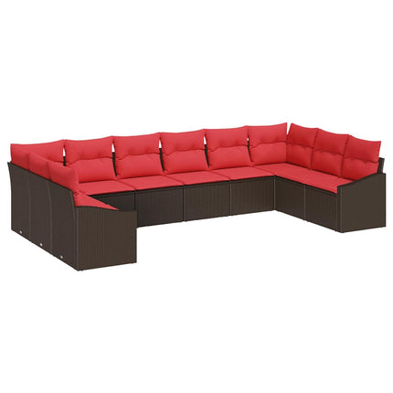 Sofa Sæt 10 stk. Brun polyrattan