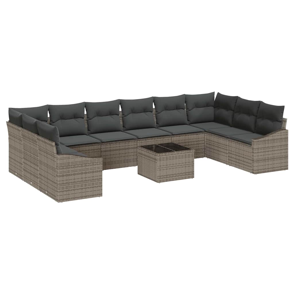 Sofa Sæt med pude 11 pcs Grå polyrattan