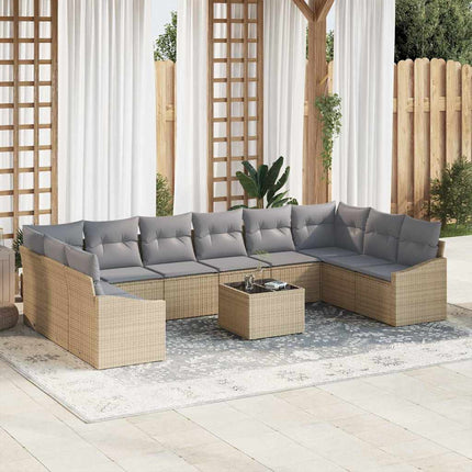 Sofa Sæt 11 stk. Beige polyrattan