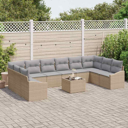 Sofa Sæt 11 stk. Beige polyrattan