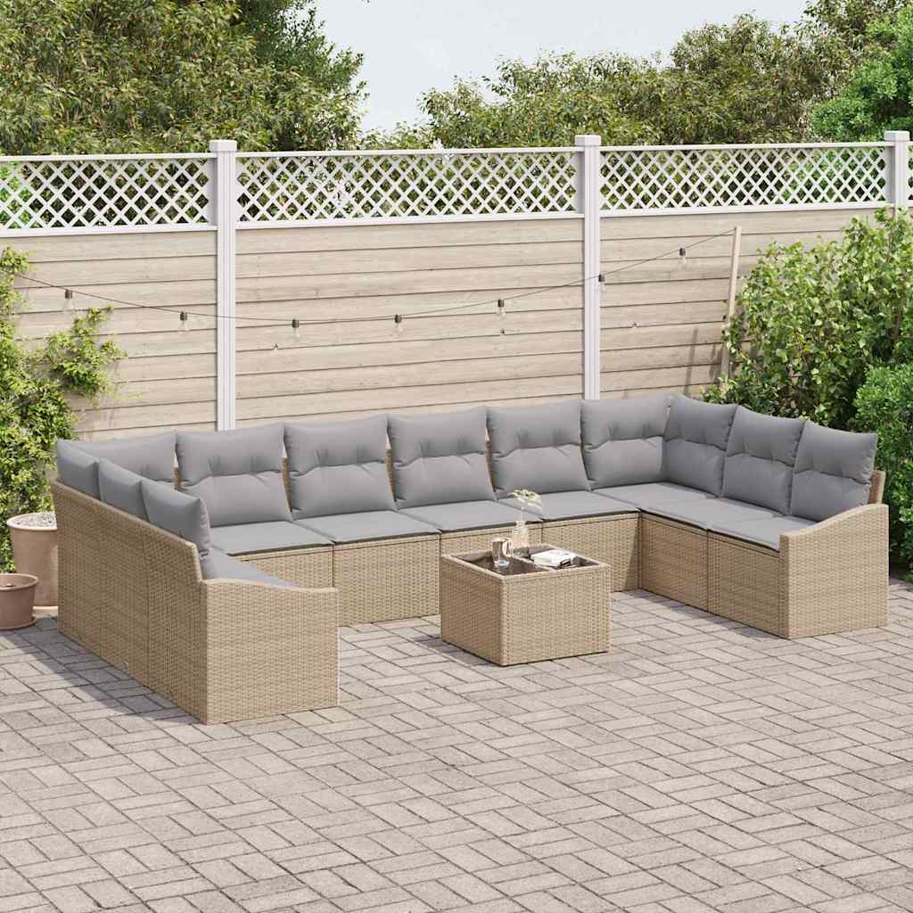 Sofa Sæt med pude 11 pcs Beige polyrattan
