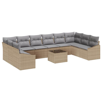 Sofa Sæt 11 stk. Beige polyrattan