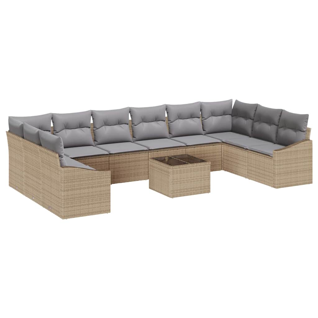 Sofa Sæt med pude 11 pcs Beige polyrattan