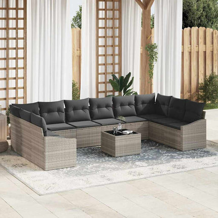 Sofa Sæt 11 stk. Lysegrå polyrattan