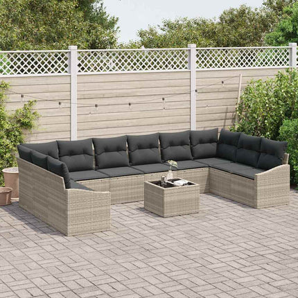 Sofa Sæt med pude 11 pcs Lysegrå polyrattan