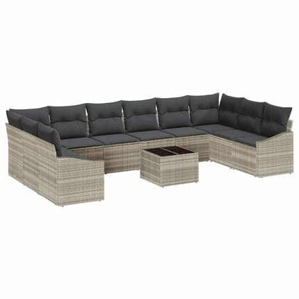 Sofa Sæt 11 stk. Lysegrå polyrattan