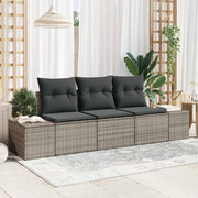 Sofa Sæt med pude 3 pcs Grå polyrattan