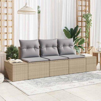 Sofa Sæt med pude 3 pcs Beige polyrattan