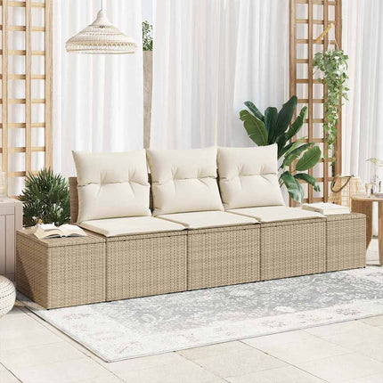 Sofa Sæt med pude 3 pcs Beige polyrattan