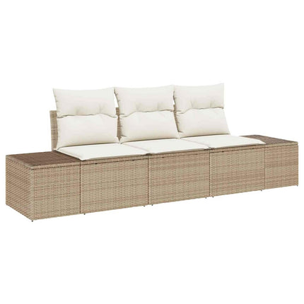 Sofa Sæt med pude 3 pcs Beige polyrattan