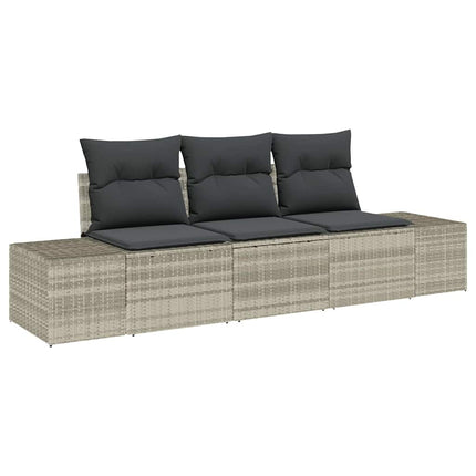 Sofa Sæt med pude 3 pcs Lysegrå polyrattan
