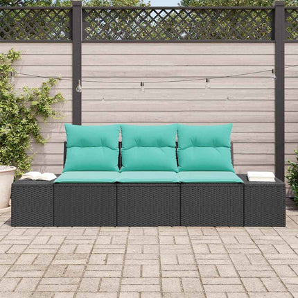Sofa Sæt 3 stk. Sort polyrattan