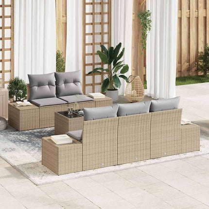 Havesofa Sæt med pude Beige polyrattan