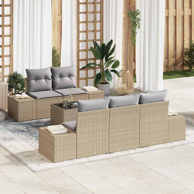 Havesofa Sæt med pude Beige polyrattan