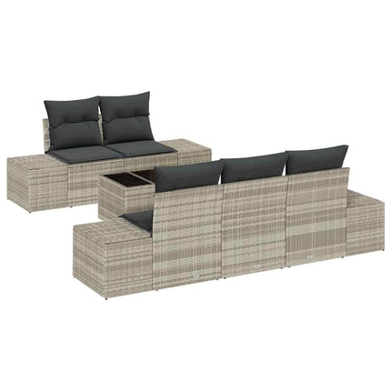 Havesofa Sæt 6 stk. Lysegrå polyrattan