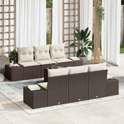 Havesofa Sæt med pude 7 pcs Brun polyrattan