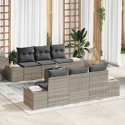 Havesofa Sæt med pude 7 pcs Lysegrå polyrattan