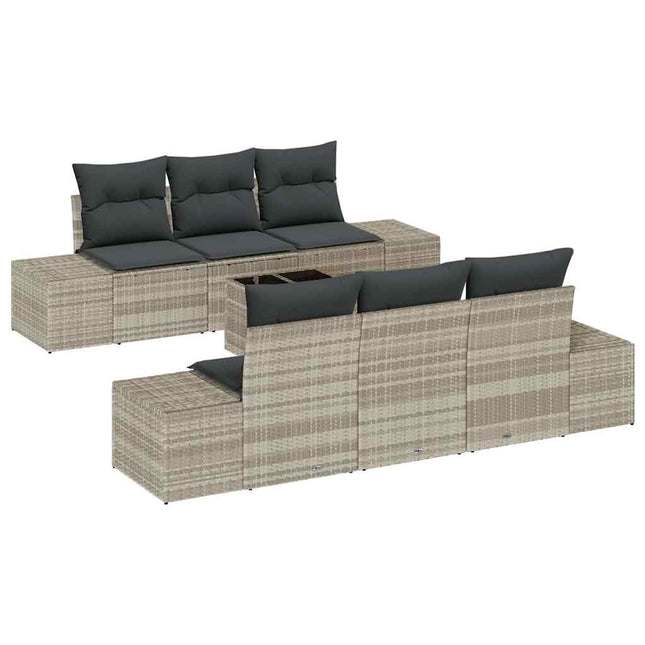 Havesofa Sæt med pude 7 pcs Lysegrå polyrattan