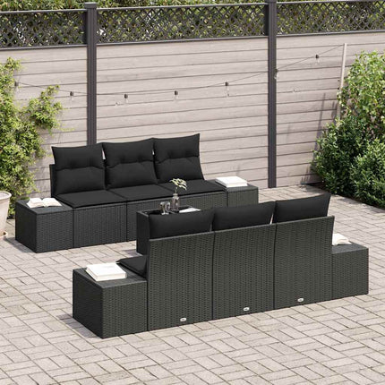 Havesofa Sæt 7 stk. Sort polyrattan
