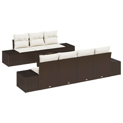 Havesofa Sæt 8 stk. Brun polyrattan