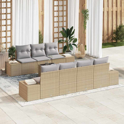 Havesofa Sæt 8 stk. Beige polyrattan