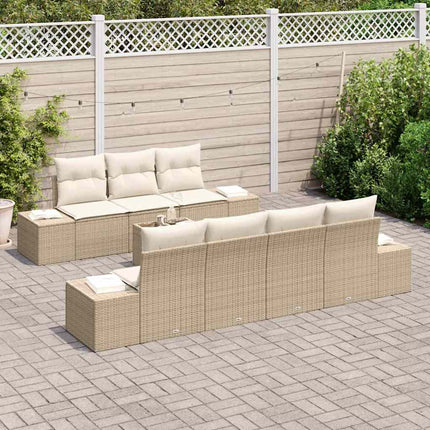 Havesofa Sæt med pude 8 pcs Beige polyrattan