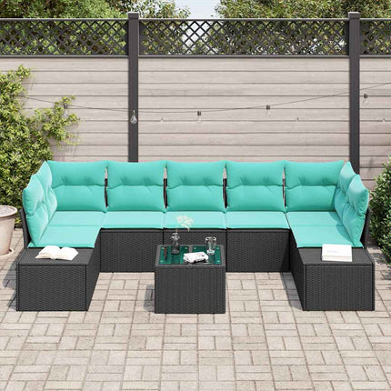 Havesofa Sæt 8 stk. Sort polyrattan