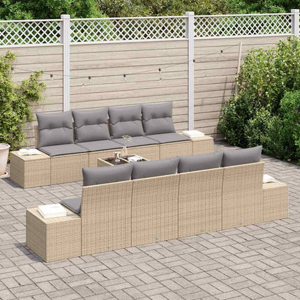 Havesofa Sæt 7 stk. Beige og lys grå polyrattan