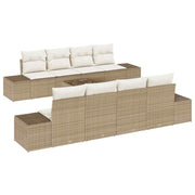 Havesofa Sæt med pude 7 pcs Beige og creme polyrattan