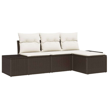 Havesofa Sæt 4 stk. Brun polyrattan