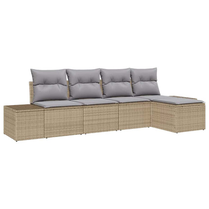 Havesofa Sæt 5 stk. Beige polyrattan