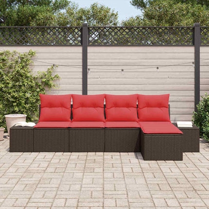 Havesofa Sæt 5 stk. Brun polyrattan