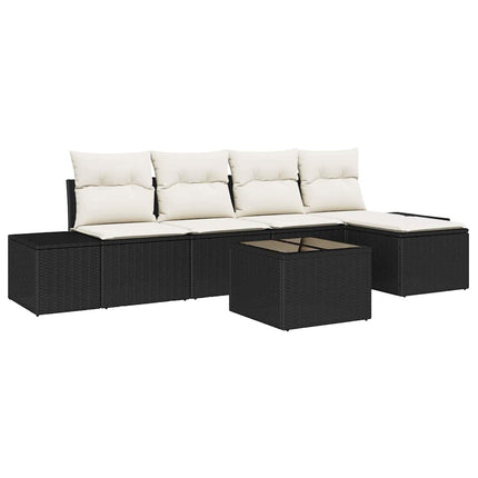 Havesofa Sæt 6 stk. Sort polyrattan
