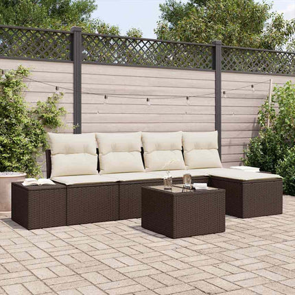 Havesofa Sæt 6 stk. Brun polyrattan