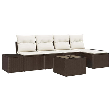 Havesofa Sæt 6 stk. Brun polyrattan