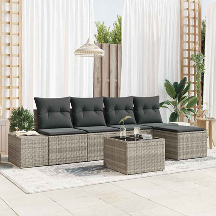Havesofa Sæt 6 stk. Lysegrå polyrattan