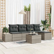 Havesofa Sæt med pude 6 pcs Lysegrå polyrattan